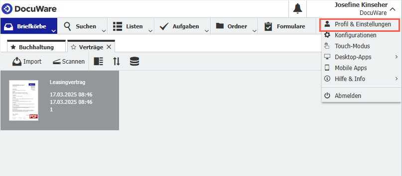 Einstellungen oeffnen